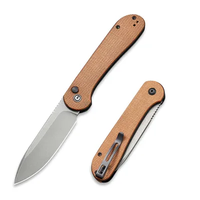 CIVIVI Button Lock Elementum Brown Micarta (C2103D)