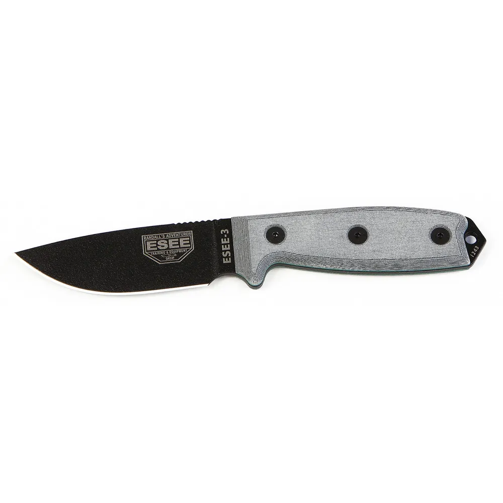 ESEE-3 Black Plain Edge Micarta (ESEE-3P-KO)