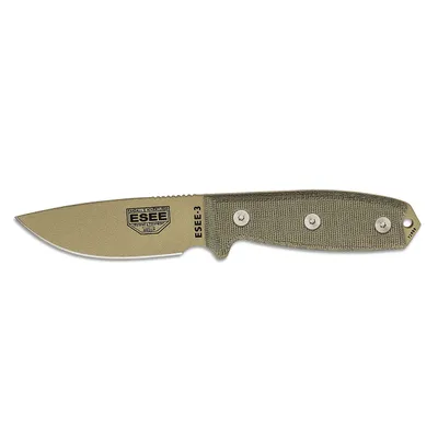 ESEE-3 Desert Tan Plain Edge Micarta (ESEE-3P-KO-DT)