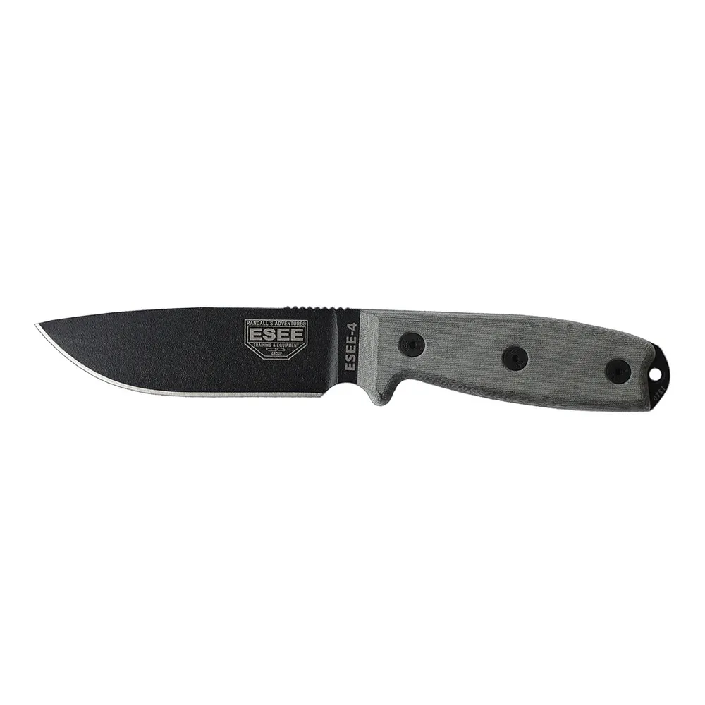 ESEE-4 Black Plain Edge Micarta with Black Sheath (ESEE-4P-B)