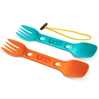 UCO Gear Utility Spork 2 Pack With Tether Teal/Ember Orange (F-SP-UT-2PK-TEAL-EMBER)