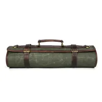 Knife Roll Company Turin WaxCan Olive Green 10 Slot (KR-TU-OG01; KR-Canvas-OliveGreen)