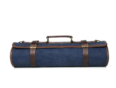 Knife Roll Company Turin WaxCan Blue 10 Slot (KR-TU-BU02;KR-Canvas-DenimBlue)