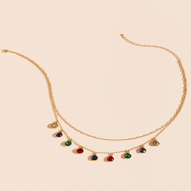 Karla Layered Multi-Colored Drop Necklace