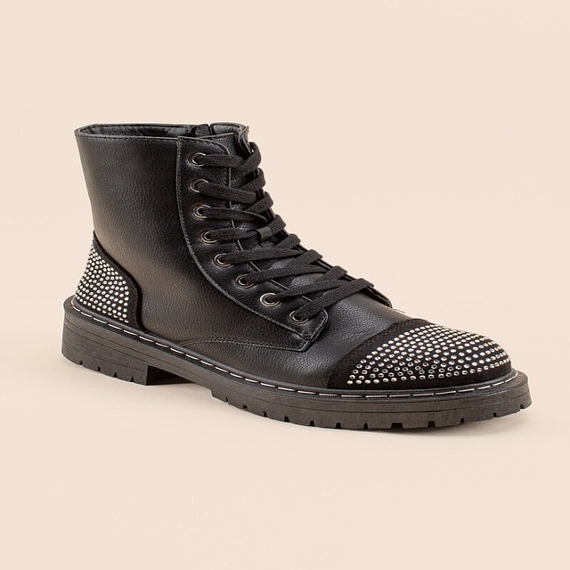 Francesca's Sugar Kalina Studded Combat Boots