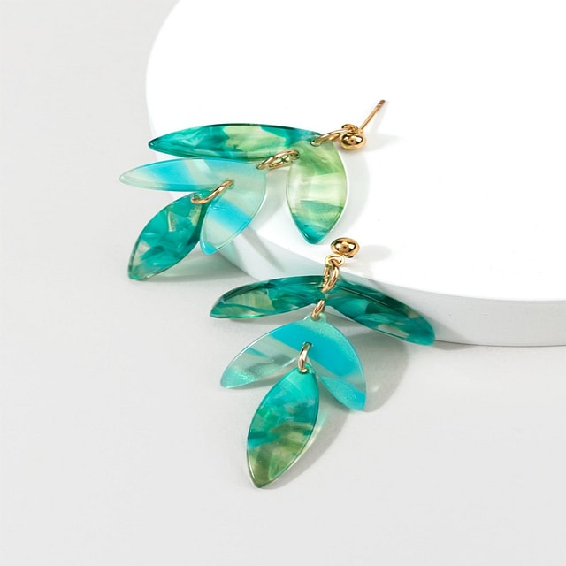 Project Cece  Evergreen Leaf Recycled Rubber Earrings