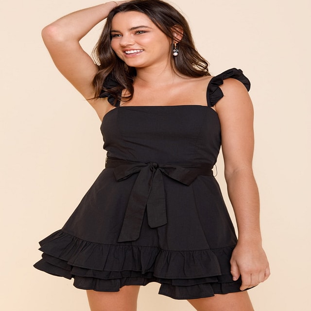 Francesca's Kelsie Front Tie Ruffled Mini Dress