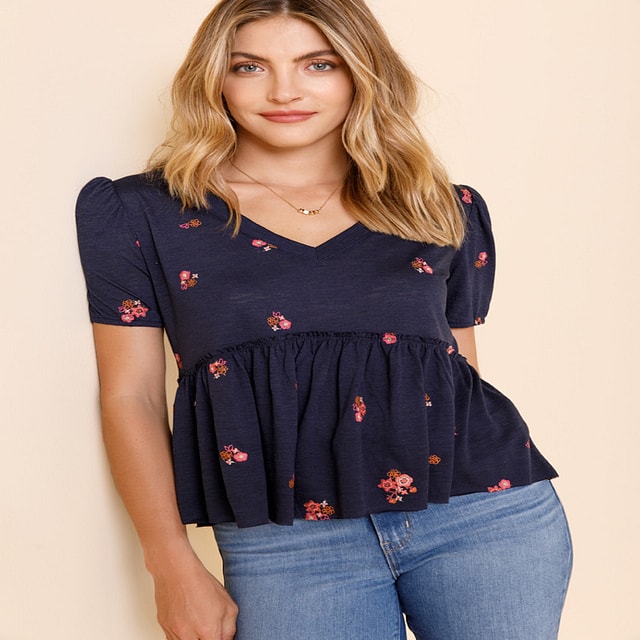 Francesca's Celeste Babydoll Top