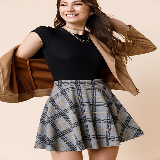 Charlotte Russe Pleated Faux Leather Skater Skirt, $22