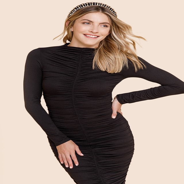 Mesh Ruched Midi Dress – Charlotte Russe