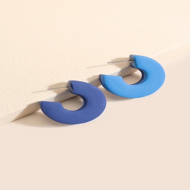 Simply Perla Double Color Hoop Earrings in Blue