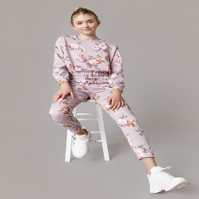 Tween Girls Long Sleeve Tie Dye French Terry Pajamas