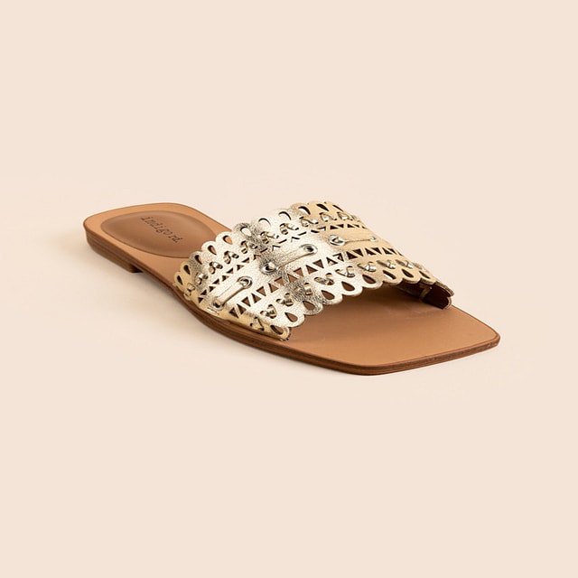 Amazon.com | KAANAS Estela Laser Cut Leather Sandal Natural 5 M | Flats