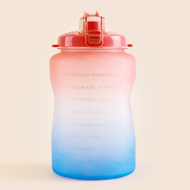 Skinny Motivational Water Bottle with Chug Lid- Pink to Hot Pink