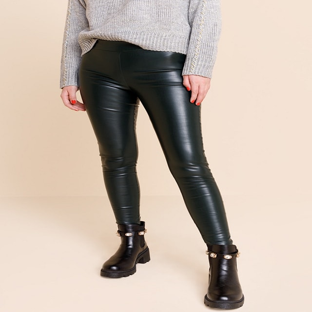 Francesca's Kindell Split Hem Faux Leather Leggings