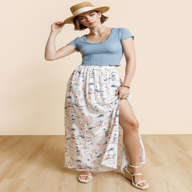 Front Slit Maxi Skirt