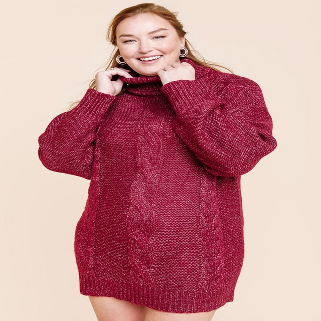 Mock Neck Sweater Mini Dress