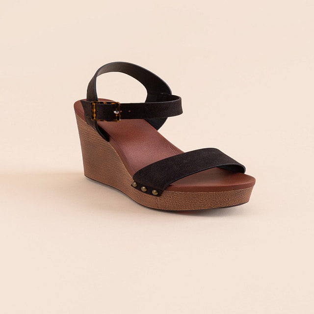 Dark Brown Womens Poppy Wedge Sandal Comfort Slides Wedges | Eastland |  Rack Room Shoes