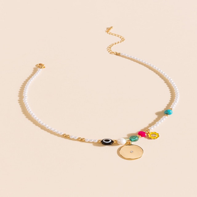 Evil Eye Mini Candi Beads Necklace – bandana love