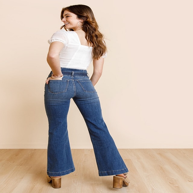 Francesca's Darci High Rise Tie Front Flare Jeans