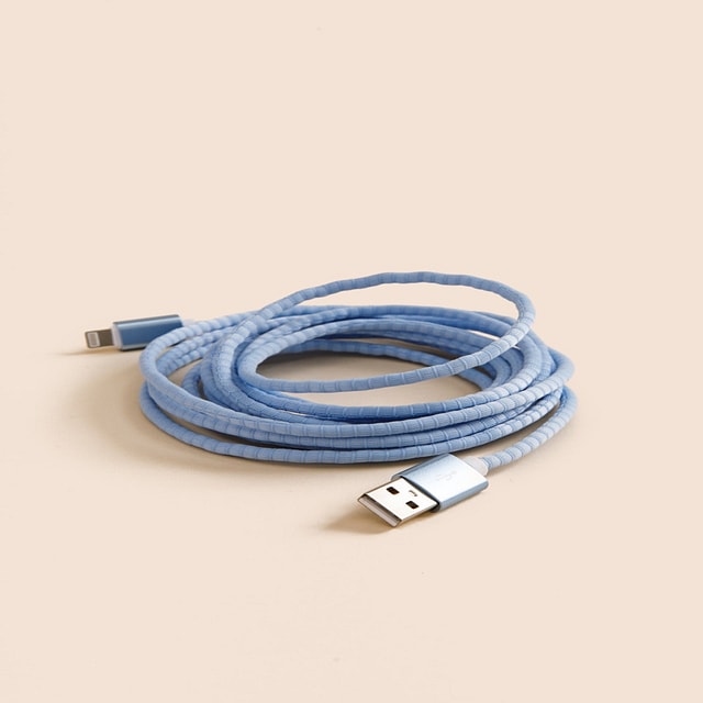 Light Blue Braided Charge and Sync Lightning Cable 10ft