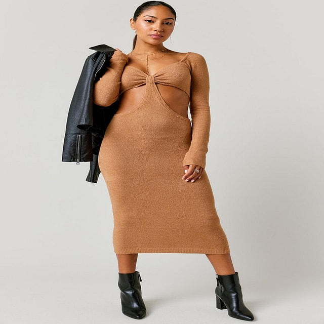 Set The Curve Mesh Cutout Dress