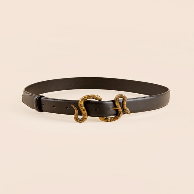 Faux-Leather Brass Hardware Belt