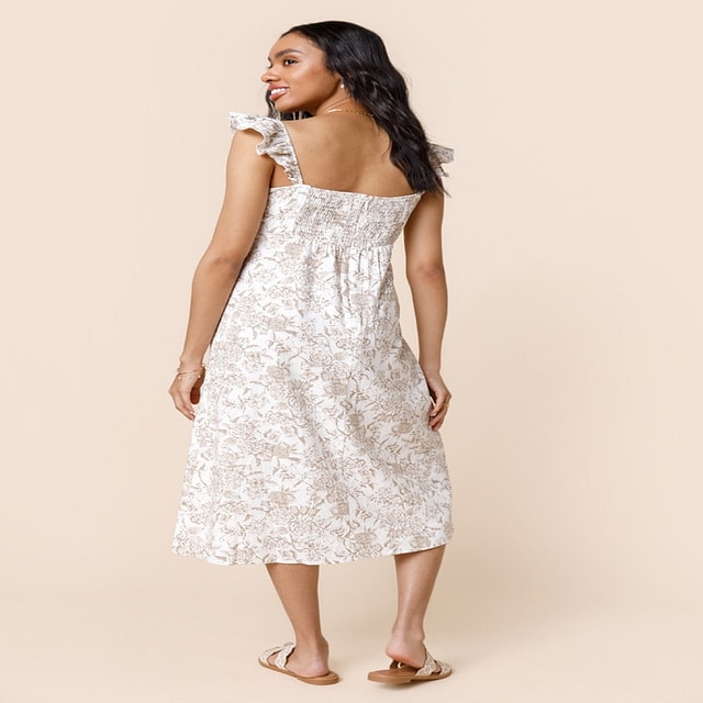 Francesca Floral Lace Midi Dress - Ivory