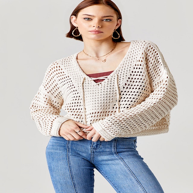 Amanda Lace Up Back Pullover Sweater