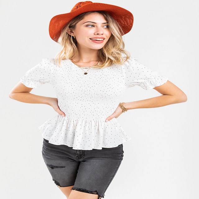 Anne Klein Tops For Cheap - Floral Embroidered Lace Cropped Blouse White
