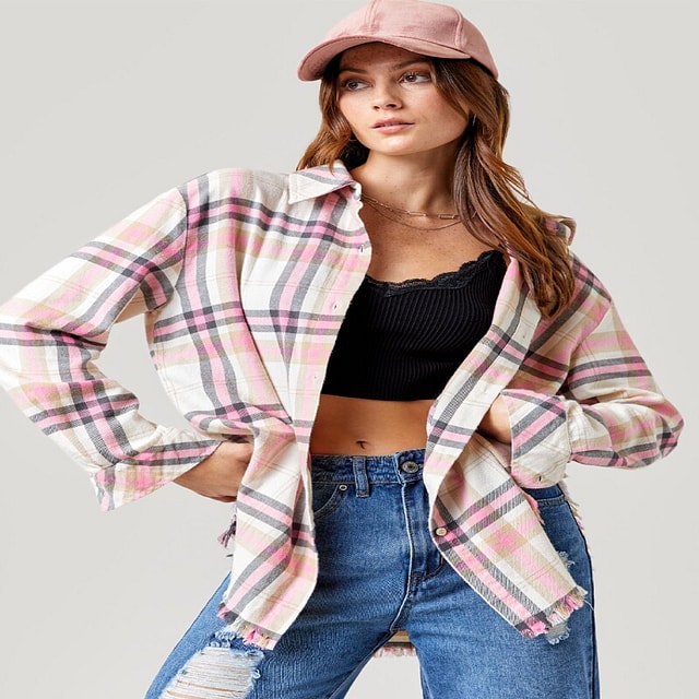 Jess Oversized Plaid Flannel Shirt