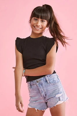 Hello Franki Tiered Flounce Sleeve Top for girls