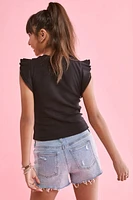Hello Franki Tiered Flounce Sleeve Top for girls