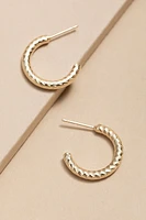 Heather Knife Cut Textured Huggie Hoop Earrings