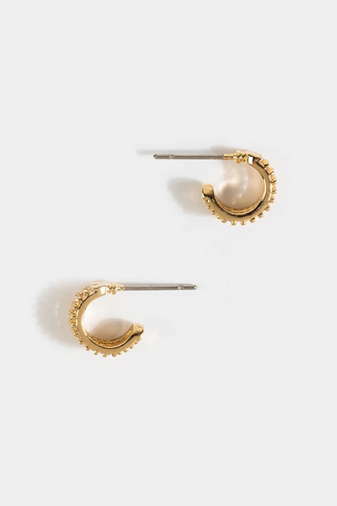 Nina Double Pave Huggie Hoops