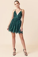 Ellie Deep V Lace Mini Dress