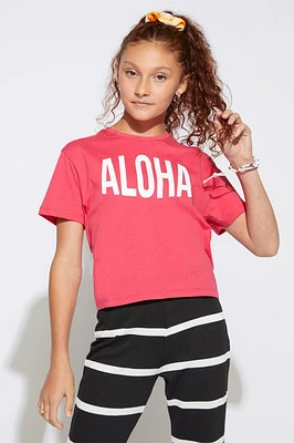 Hello Franki Aloha Magenta Graphic Tee for girls