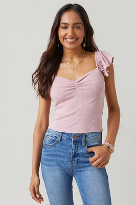 Leilani Flutter Sleeve Cinched Top