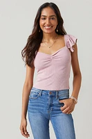 Leilani Flutter Sleeve Cinched Top