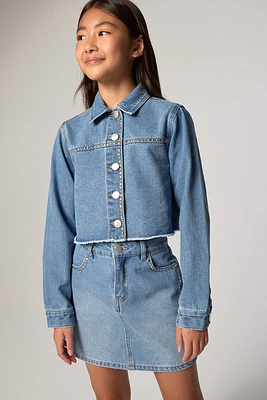 Hello Franki Studded Denim Crop Jacket for girls