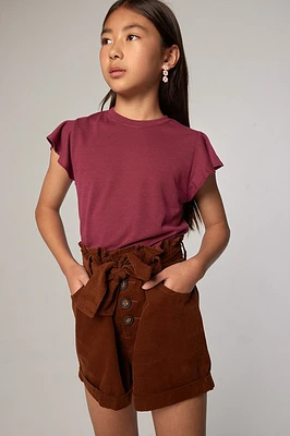 Hello Franki Paperbag Corduroy Shorts for girls