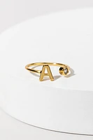 Ellie 14K Gold Dipped CZ Initial Adjustable Ring