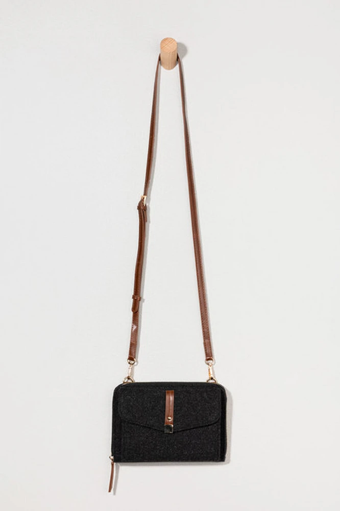 Ivy Vegan Leather Felt Stripe Crossbody