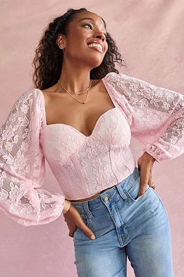 Kristy Lace Corset Sweetheart Neck Blouse