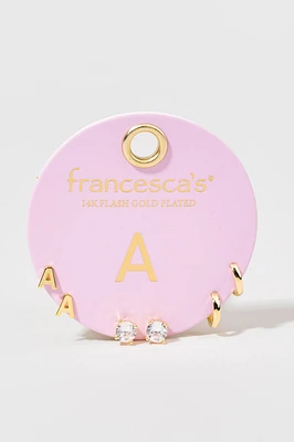 Gold And Crystal Initials Earring Set