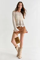 Vera Faux Suede Double Slit Mini Skirt