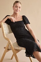 Tabitha Lace Puff Sleeve Midi Dress