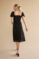Tabitha Lace Puff Sleeve Midi Dress