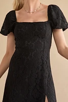 Tabitha Lace Puff Sleeve Midi Dress