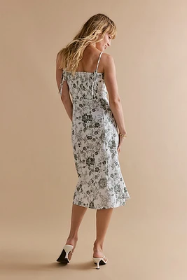 Helen Sweetheart Neck Floral Midi Dress